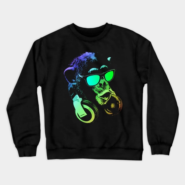 Monkey DJ Crewneck Sweatshirt by Nerd_art